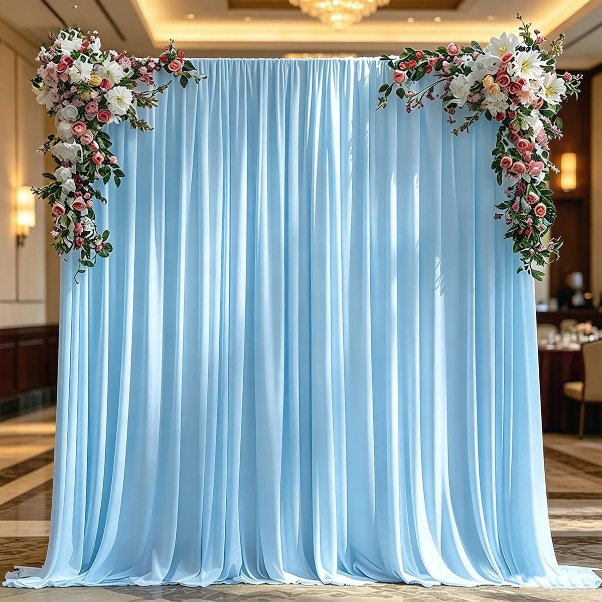 Achtergrondgordijn 3x3m - Polyester blauw - Ideaal voor bruiloften en feesten - Decoratieve fotobackground - ShopVlot