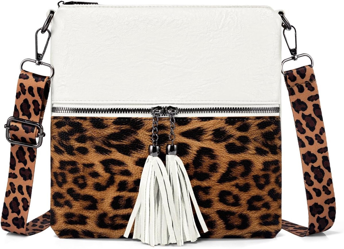 Women's Shoulder Bags, Medium Leather Crossbody Shoulder Bag, Leopard Crossbody Bag, Multi-Pocket Casual Daily Phone - ShopVlot