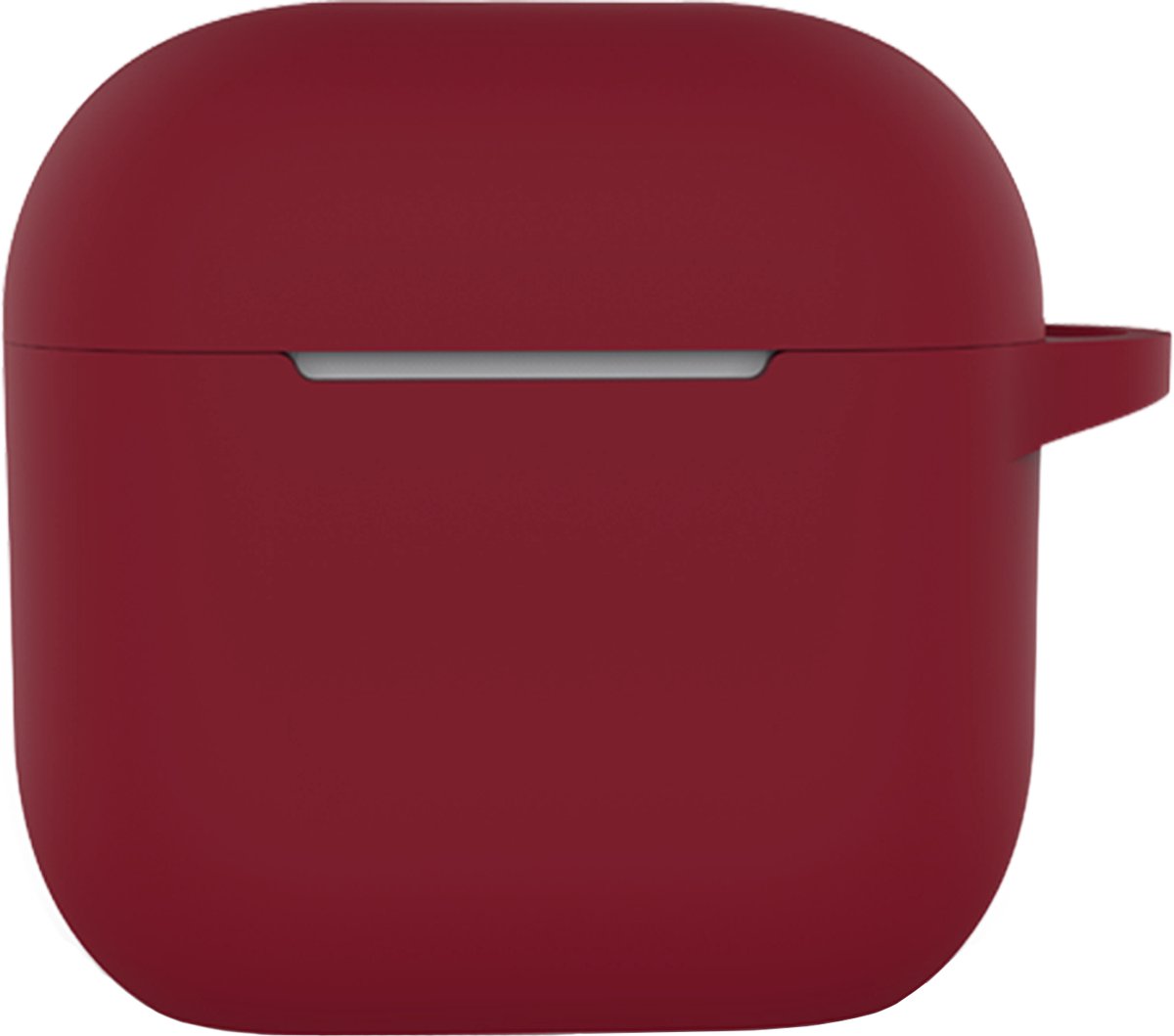Hoesje - Geschikt voor Apple AirPods 5 - met Clip - Siliconen Hoes - Silicone Case Cover - Donkerrood