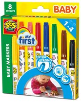 SES Creative My First Baby Markers - 8 Kleuren met Stevige Grip - Vanaf 1 Jaar - Baby Speelgoed - Goed Uitwasbaar - Schoencadeautjes Sinterklaas