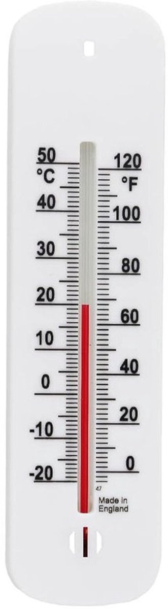Wandthermometer - Temperatuurmeter - Voor binnen en buiten - Nauwkeurige meting - 240 mm - Wit