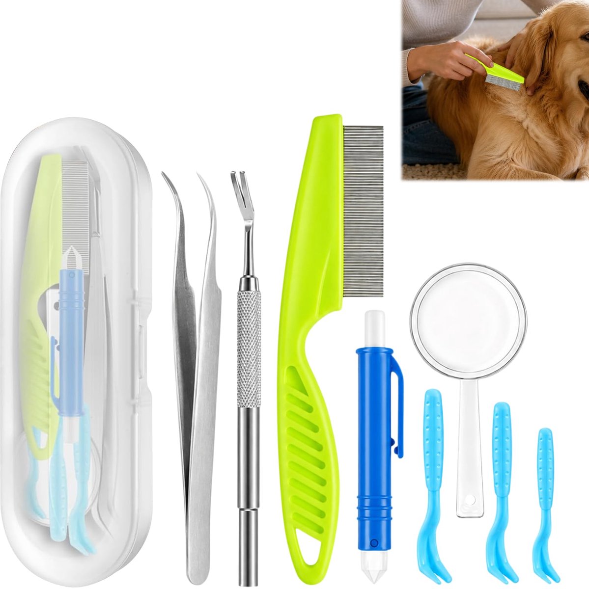 Tekentang voor honden en katten - 9-delige set - veilige tekenverwijdering - ideaal voor outdooractiviteiten - ShopVlot