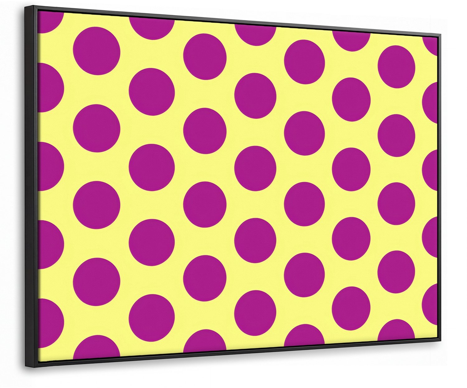Canvas Schilderij met Baklijst 80x60cm - Dots - Klassiek - Geel - Muurdecoratie woonkamer - Slaapkamer decoratie - Kamer accessoires - Schilderijen op canvas met lijst
