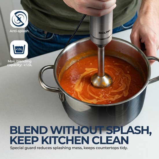Handmixer - Staafmixer - Keukenmixer - Handblender - Roestvrij Staal - 700 ml Mengbeker - 500 ml Processor - Garde - 1200 W - 4-in-1 EU-stekker - Voor Keuken, Bakken en Koken — afbeelding 4