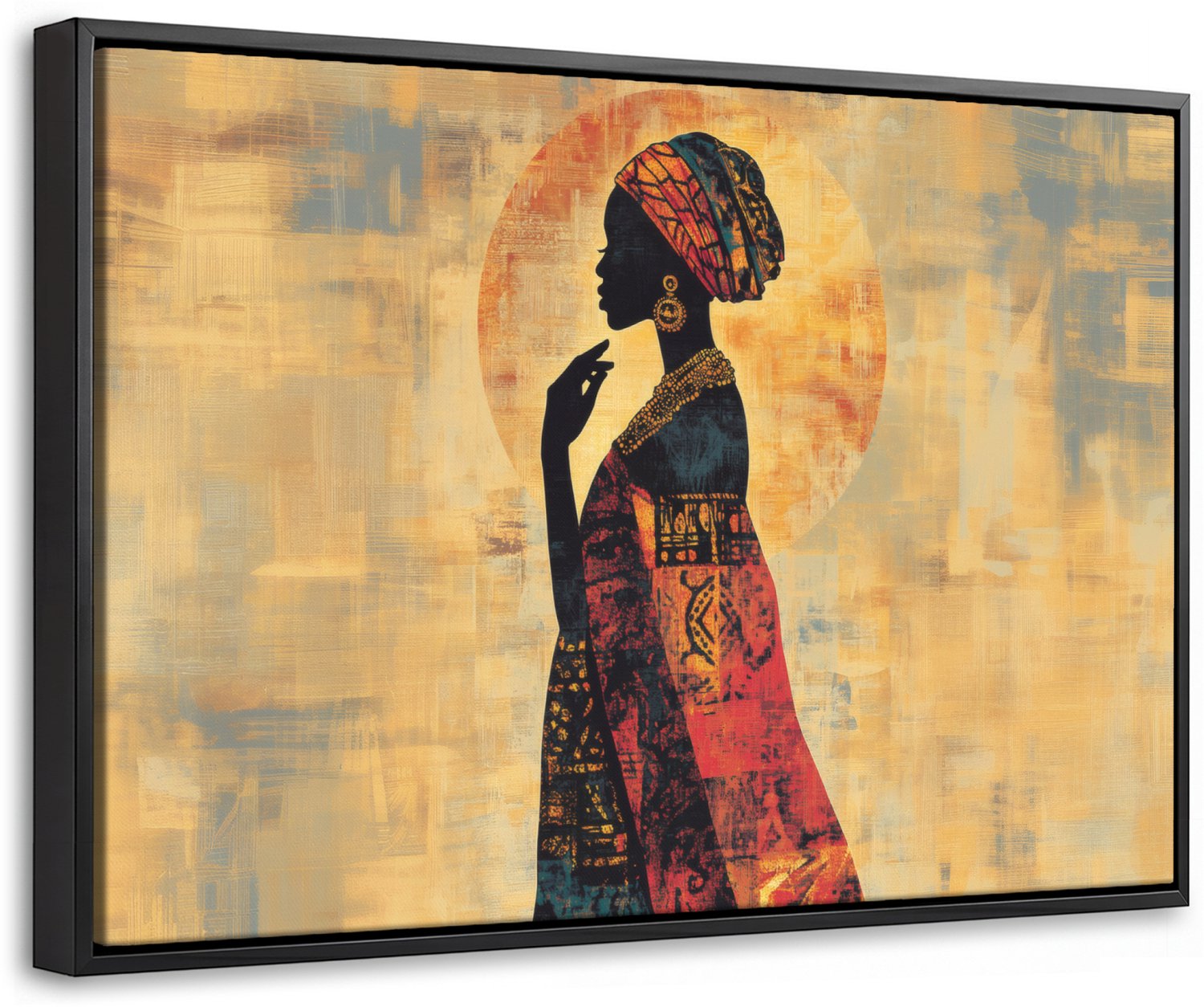 Canvas Schilderij met Baklijst 60x40cm - Vrouw - Silhouet - Patronen - Sierlijk - Muurdecoratie woonkamer - Slaapkamer decoratie - Kamer accessoires - Schilderijen op canvas met lijst