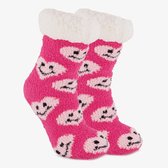 1 paar gevoerde meisjes huissokken met antislip roze - Maat 27/30