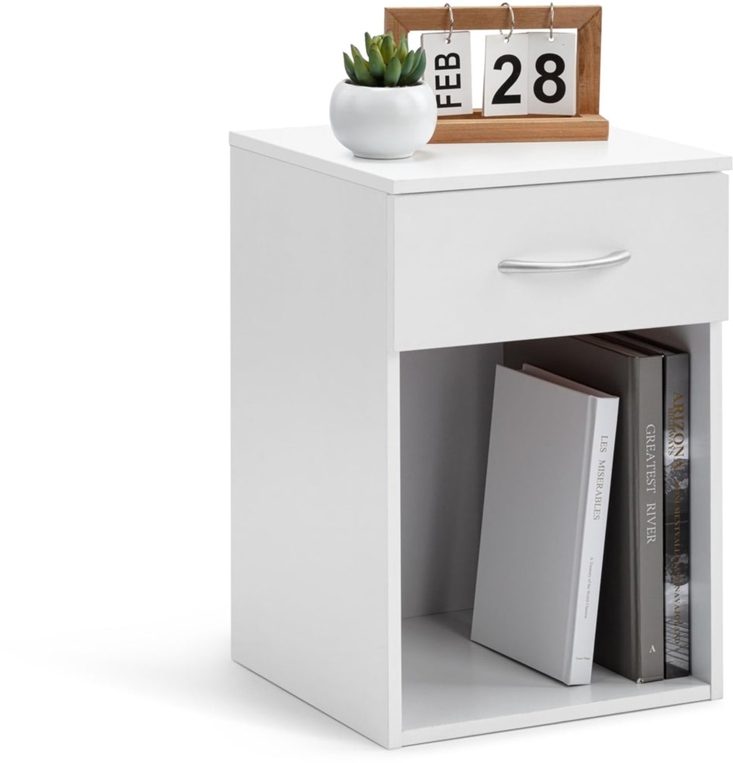 Nachtkastje - Wit - Met lade - Compact