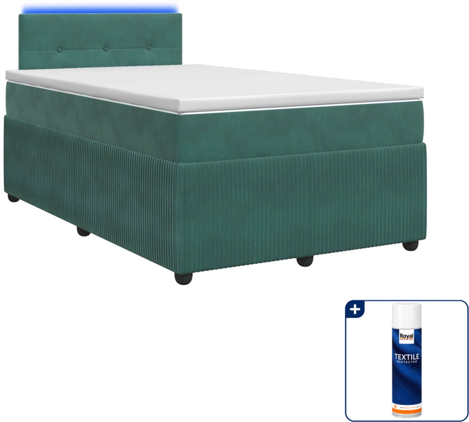 vidaXL boxspringbed met matras - 120 x 190 cm - fluweel - donkergroen - Inclusief textielbeschermer 500 ml