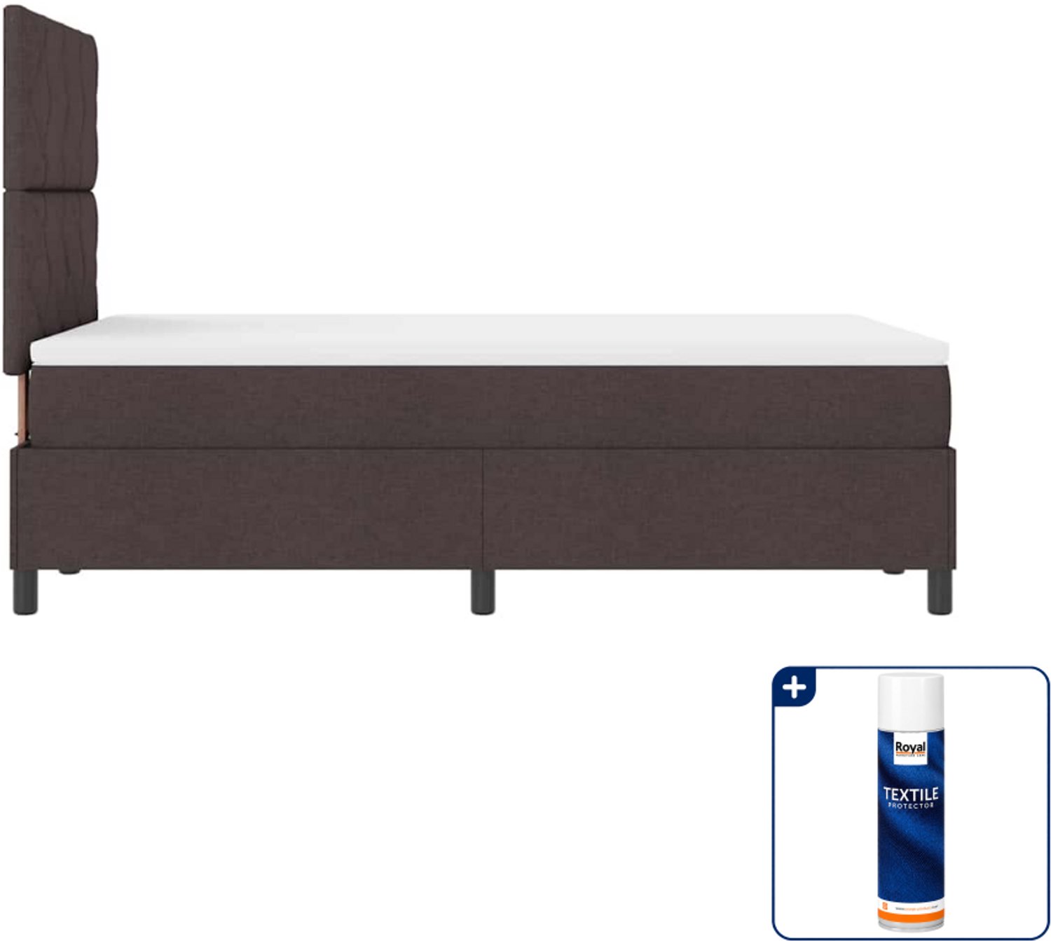 vidaXL boxspringbed - 120 x 200 cm - donkerbruin - Inclusief textielbeschermer 500 ml
