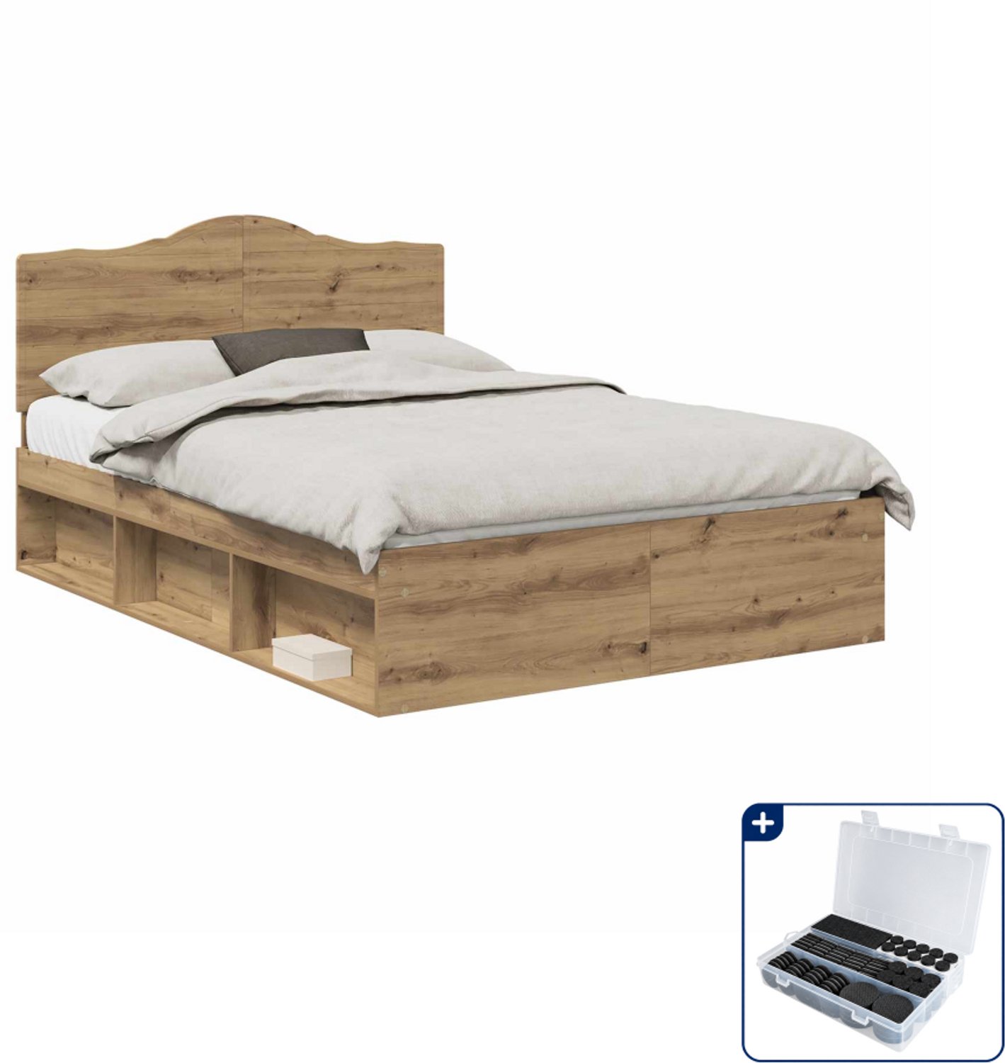 vidaXL Bedframe - 150 x 200 cm - massief grenenhout - artisanaal eiken - Inclusief antikrasvilt 177-delig Bruin