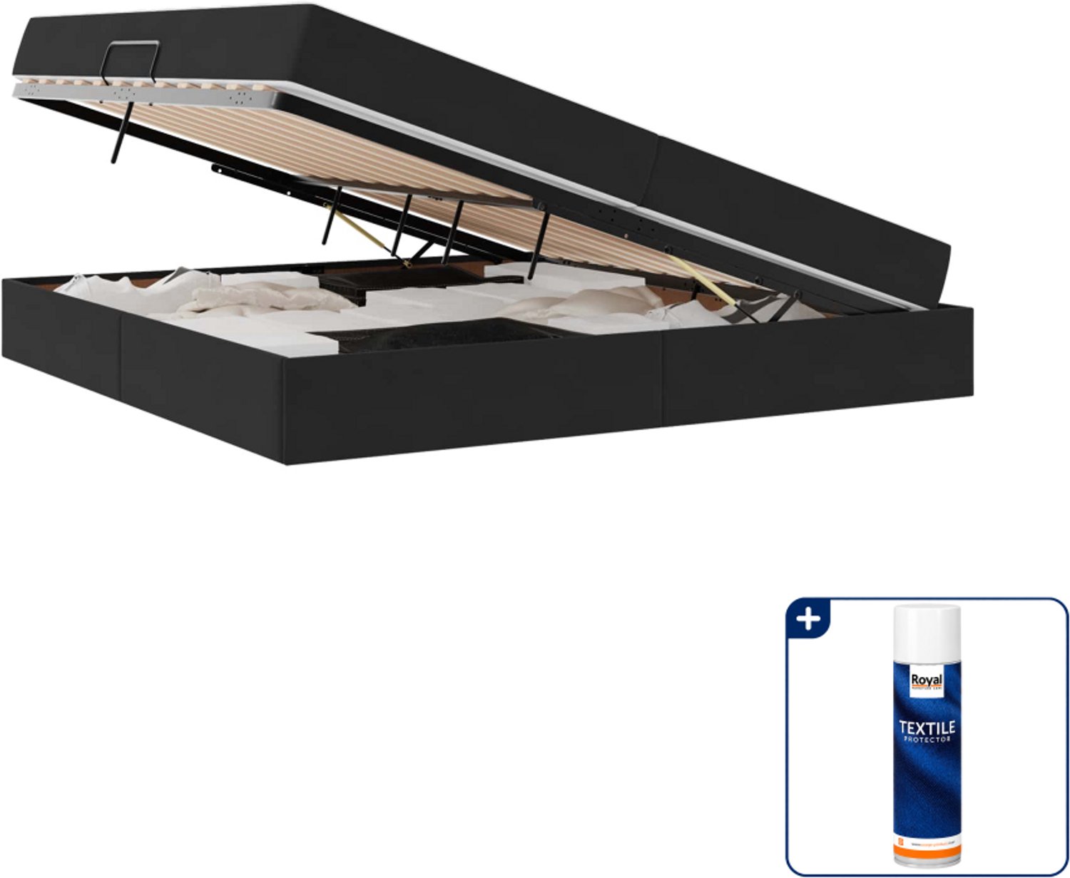 vidaXL Opbergbed - 200 x 200 cm - fluweel - zwart - Inclusief textielbeschermer 500 ml Bruin