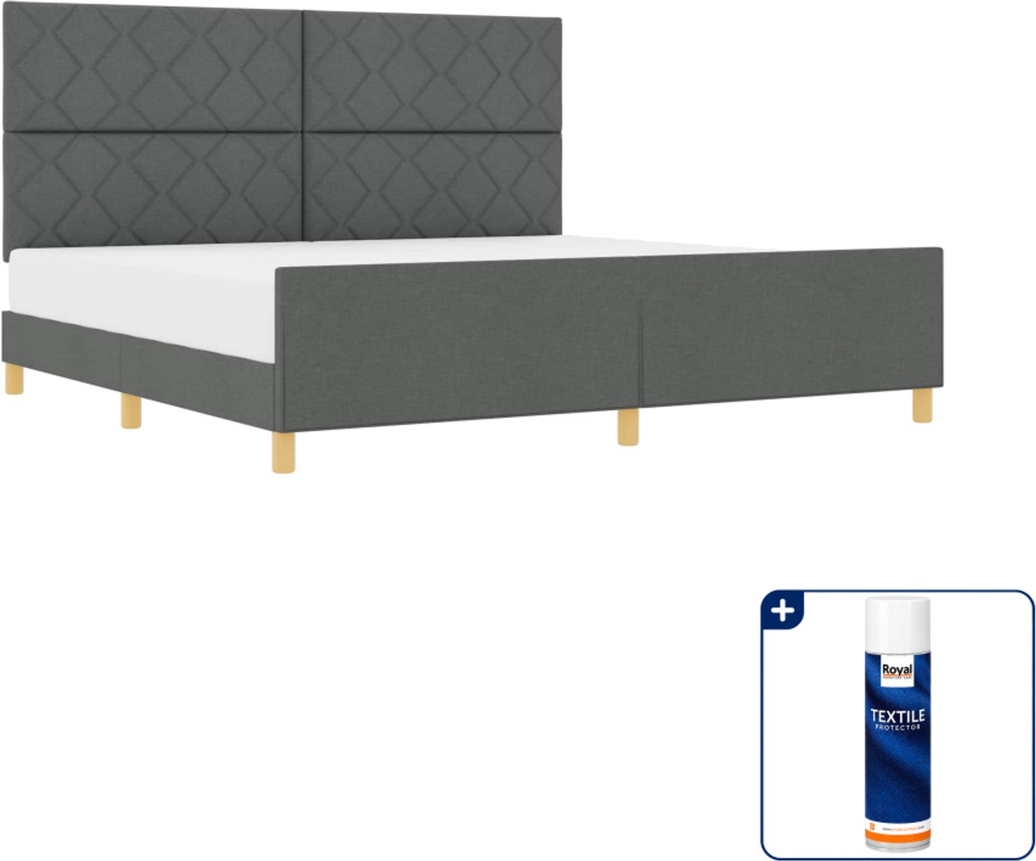 vidaXL bedframe - 200 x 200 cm - stof - donkergrijs - Inclusief textielbeschermer 500 ml Blauw