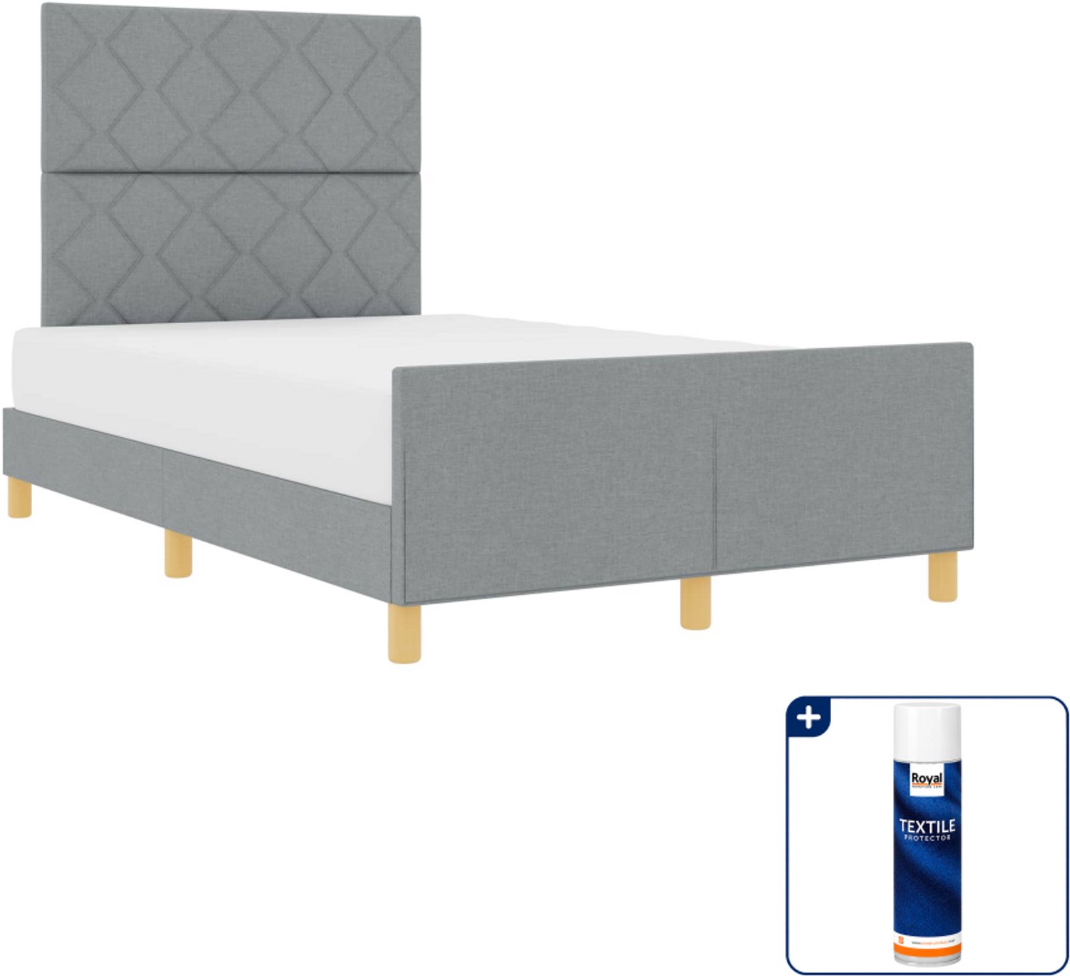 vidaXL bedframe - 120 x 200 cm - stof - lichtgrijs - Inclusief textielbeschermer 500 ml Blauw