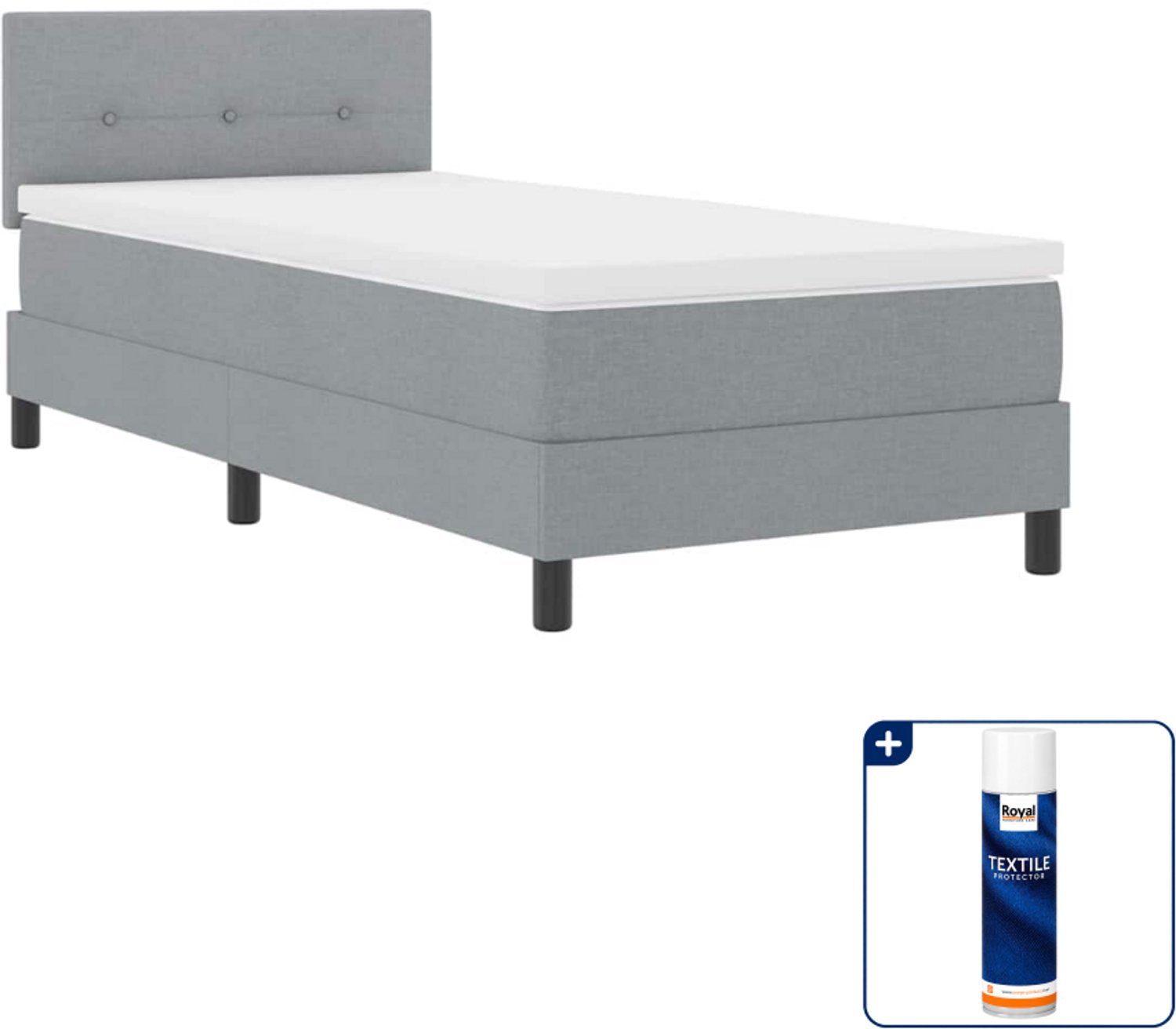 vidaXL boxspring - 90 x 200 cm - lichtgrijs - Inclusief textielbeschermer 500 ml