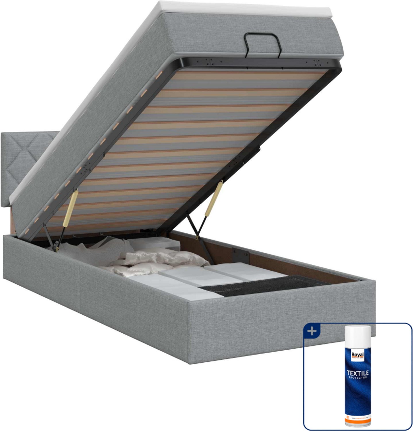 vidaXL ottoman bed - 90 x 190 cm - lichtgrijs - Inclusief textielbeschermer 500 ml