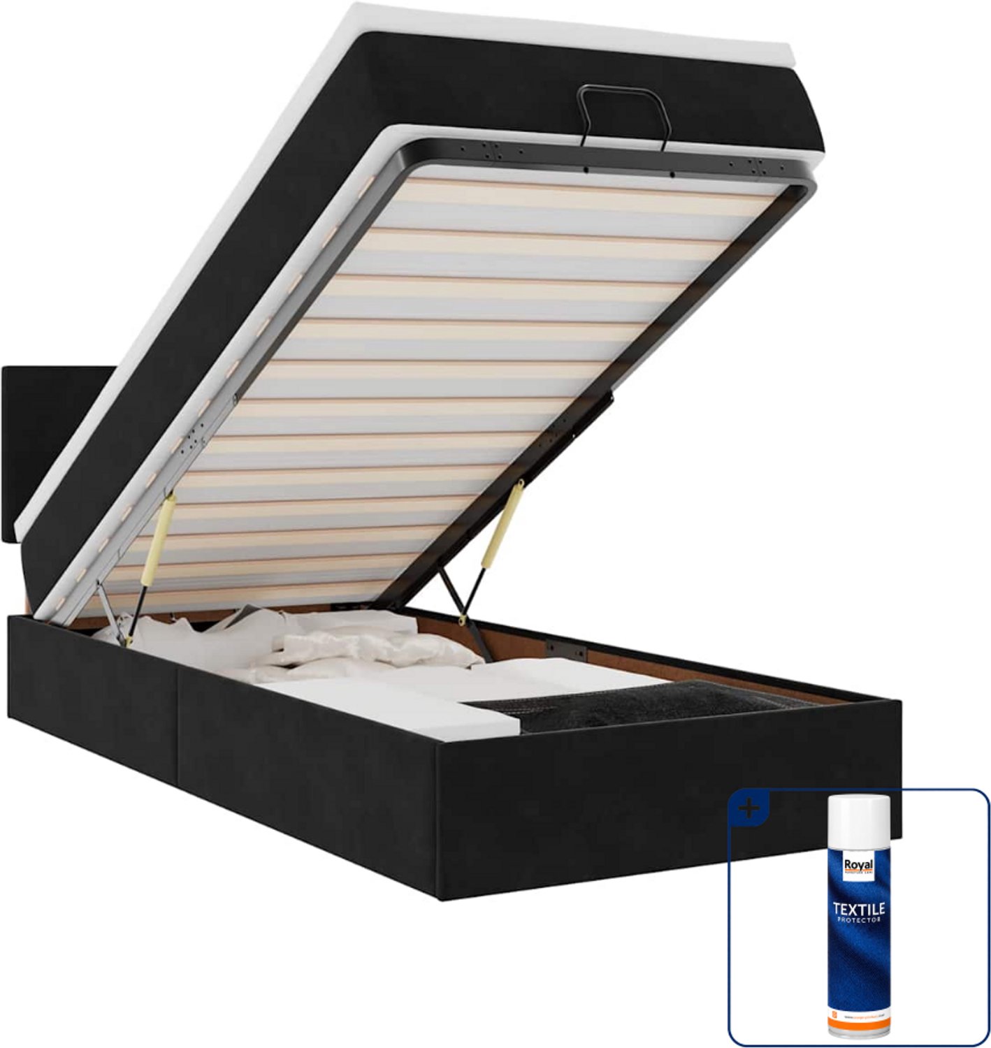 vidaXL bed poef met matras en led - 80 x 200 cm - fluweel - zwart - Inclusief textielbeschermer 500 ml Groen