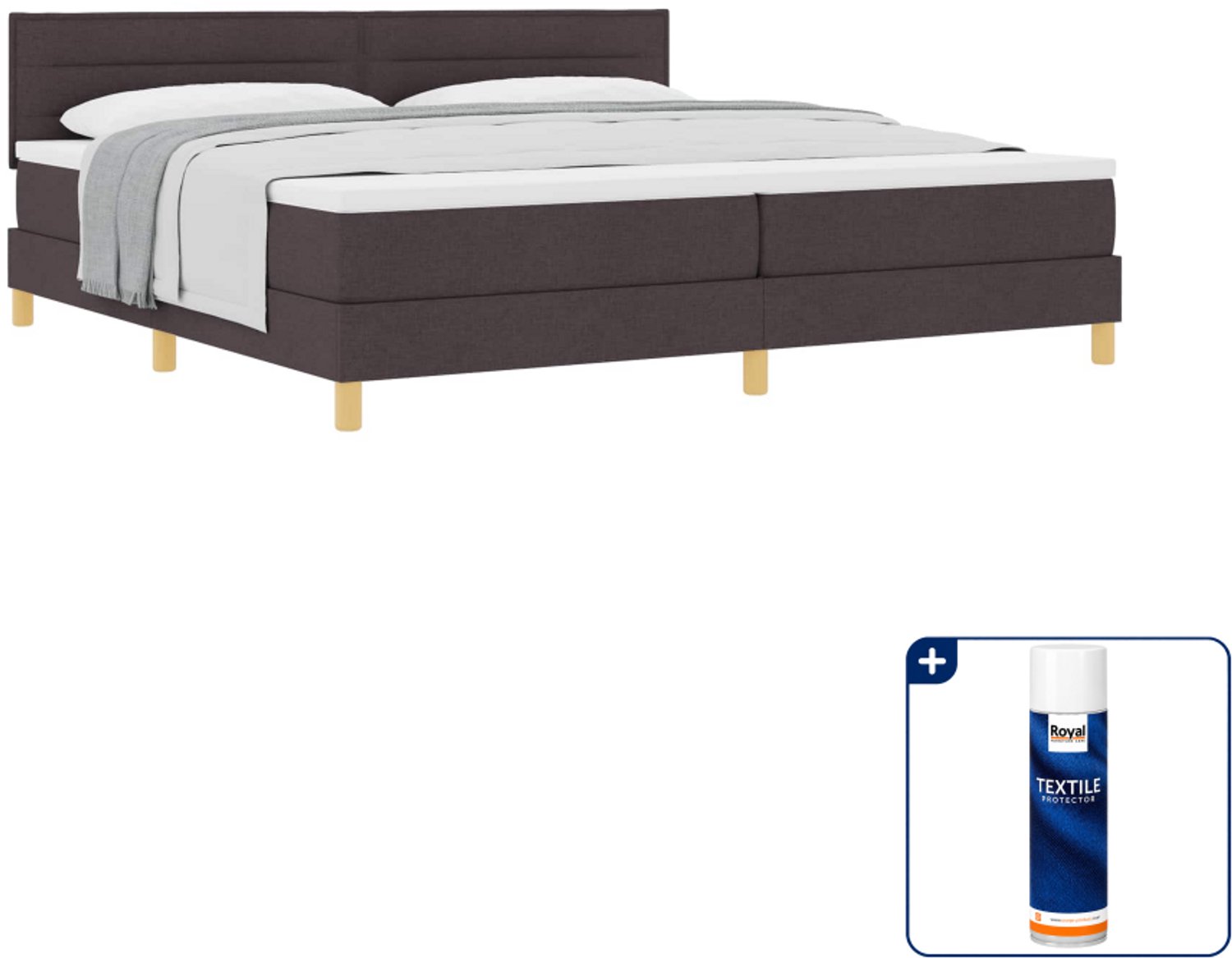 vidaXL boxspringbed - 200 x 200 cm - stof - donkerbruin - Inclusief textielbeschermer 500 ml