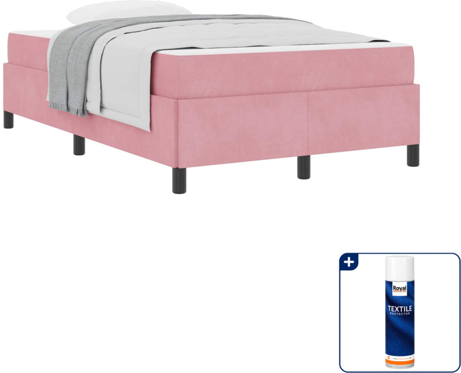 vidaXL bed met matras - 120 x 200 cm - bewerkt hout - roze - Inclusief textielbeschermer 500 ml Bruin