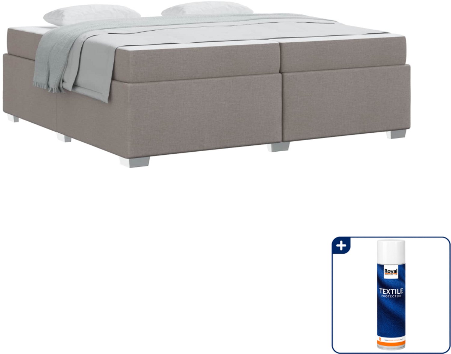 vidaXL Bed met matras - 200 x 200 cm - stof - taupe - Inclusief textielbeschermer 500 ml Bruin
