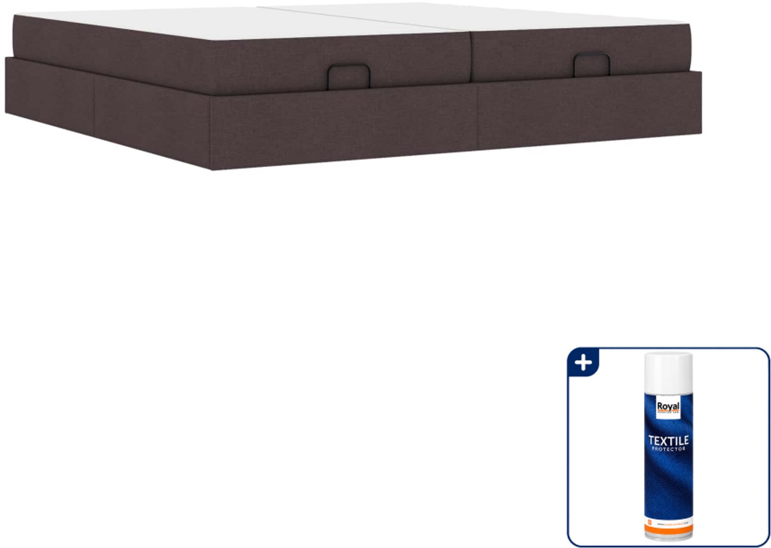 vidaXL bedframe met 2 matrassen - 200 x 200 cm - stof - tan - Inclusief textielbeschermer 500 ml Grijs