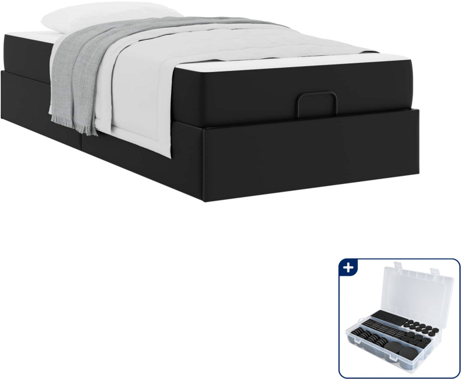 vidaXL bedframe met matras - 80 x 200 cm - zwart - Inclusief antikrasvilt 177-delig Bruin
