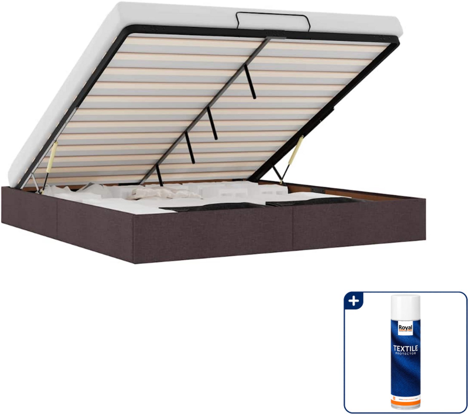 vidaXL Bedframe - 200 x 200 cm - stof - donkerbruin - Inclusief textielbeschermer 500 ml Crème