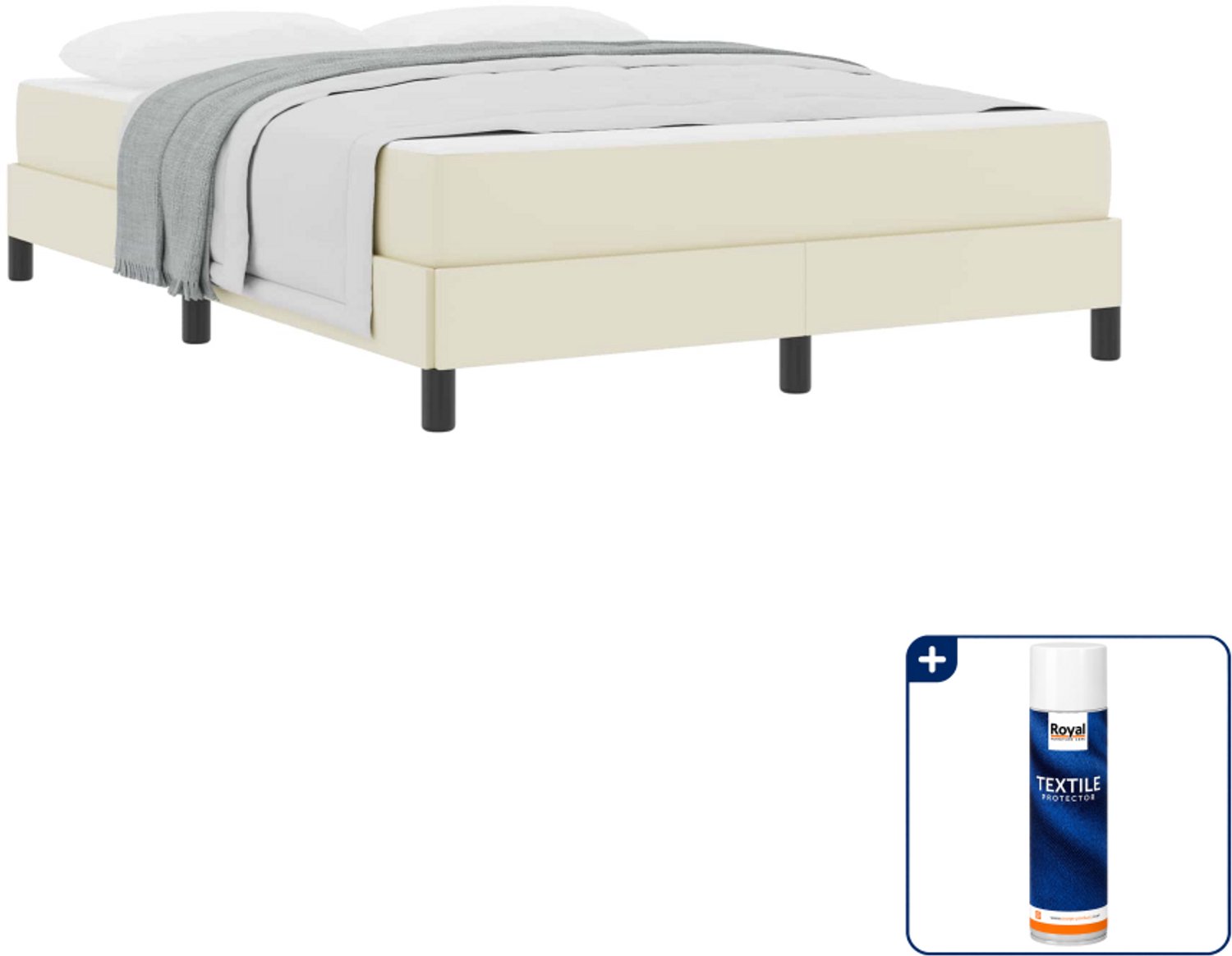 vidaXL Bed met matras - 140 x 190 cm - stof - crème - Inclusief textielbeschermer 500 ml Bruin