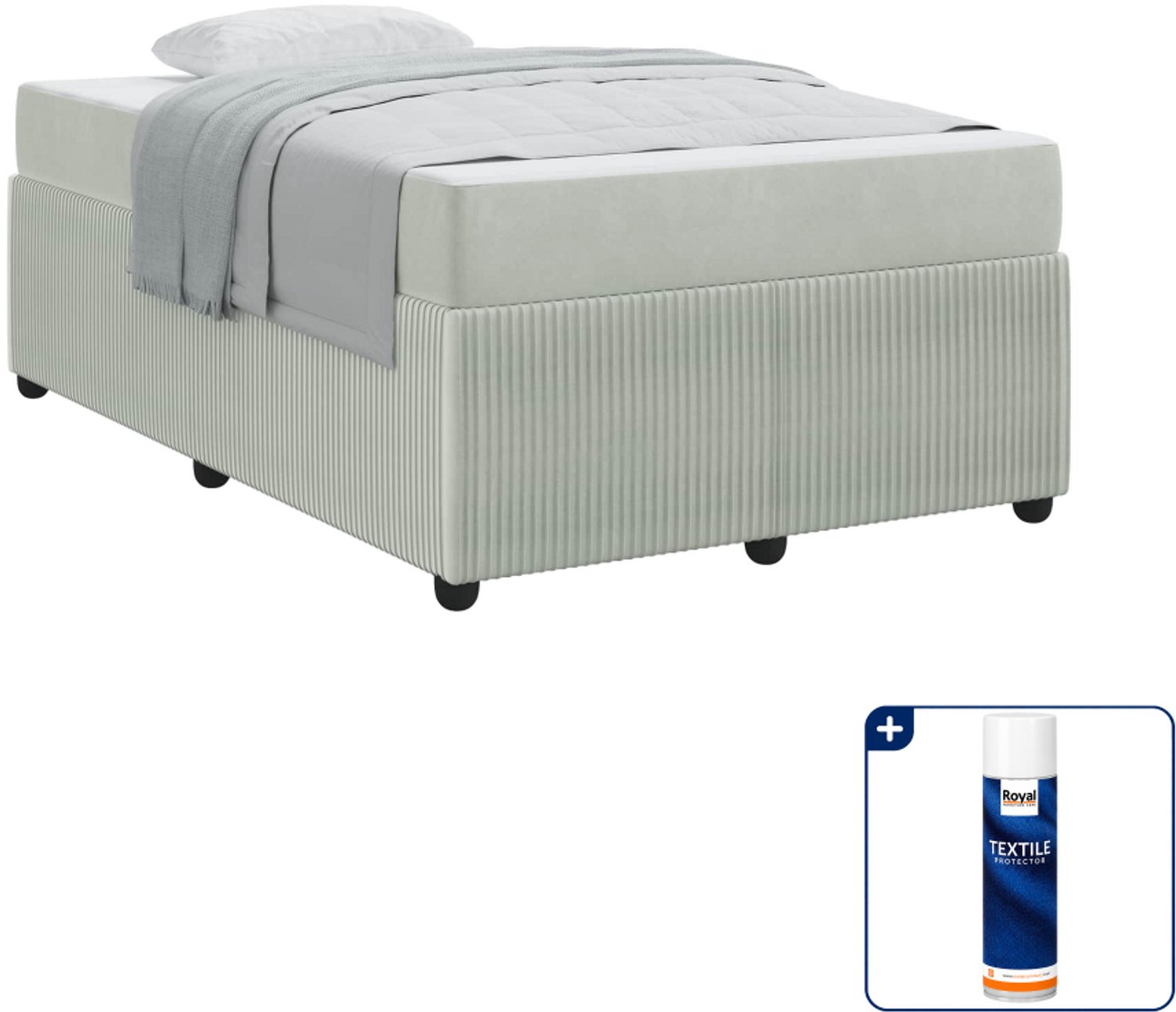 vidaXL bedframe met matras - 120 x 200 cm - lichtgrijs - Inclusief textielbeschermer 500 ml