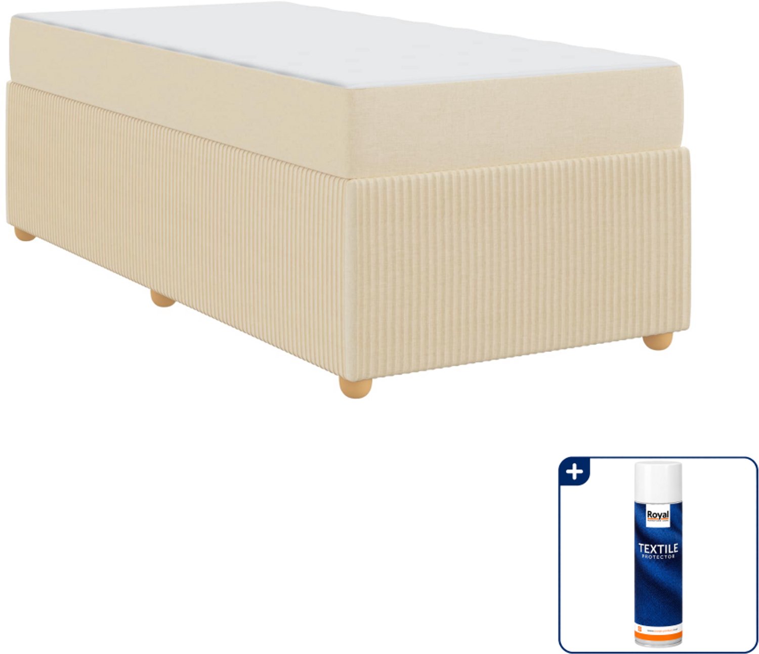 vidaXL bedframe - 90 x 200 cm - stof - crème - Inclusief textielbeschermer 500 ml Lichtgrijs
