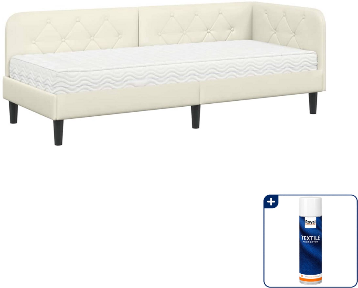vidaXL hoekbedframe - 80 x 200 cm - fluweel - crème - Inclusief textielbeschermer 500 ml Roze