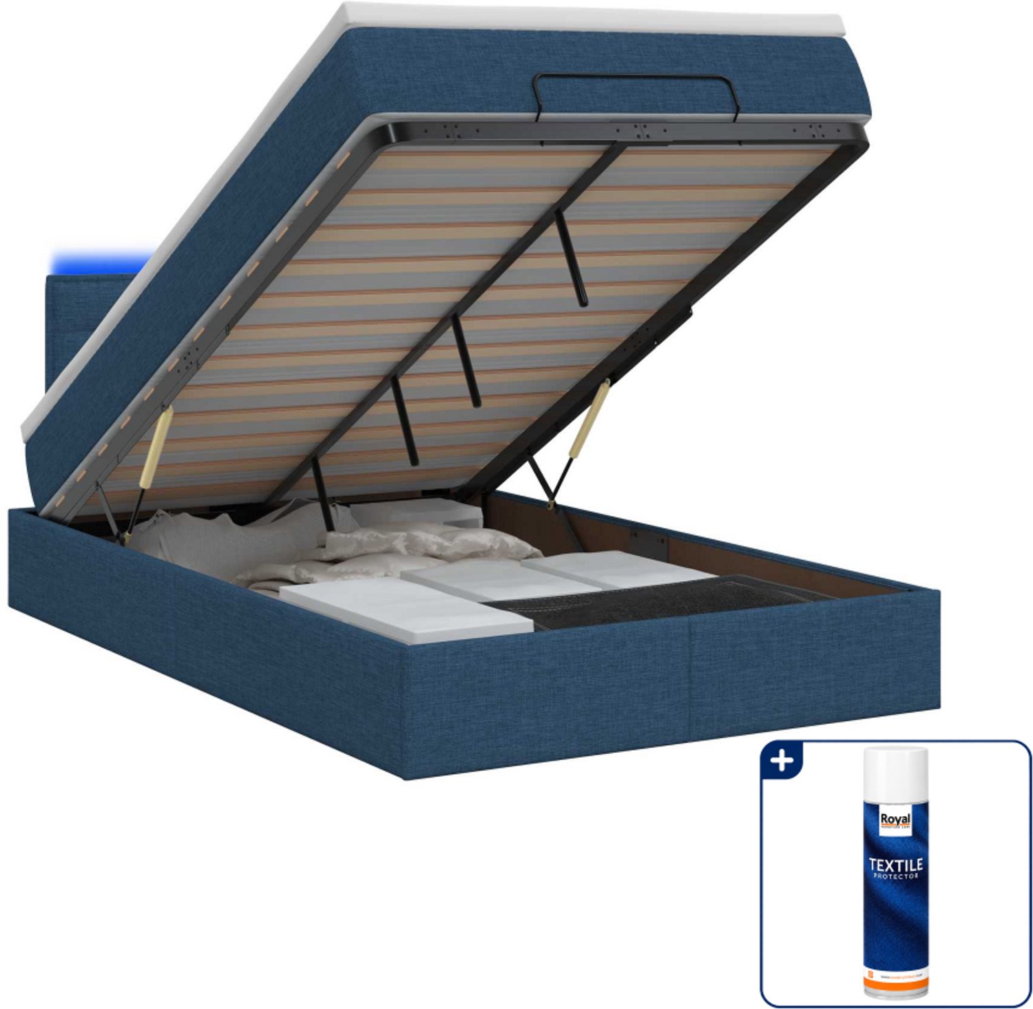 vidaXL ottoman bed - 120 x 200 cm - blauw - Inclusief textielbeschermer 500 ml