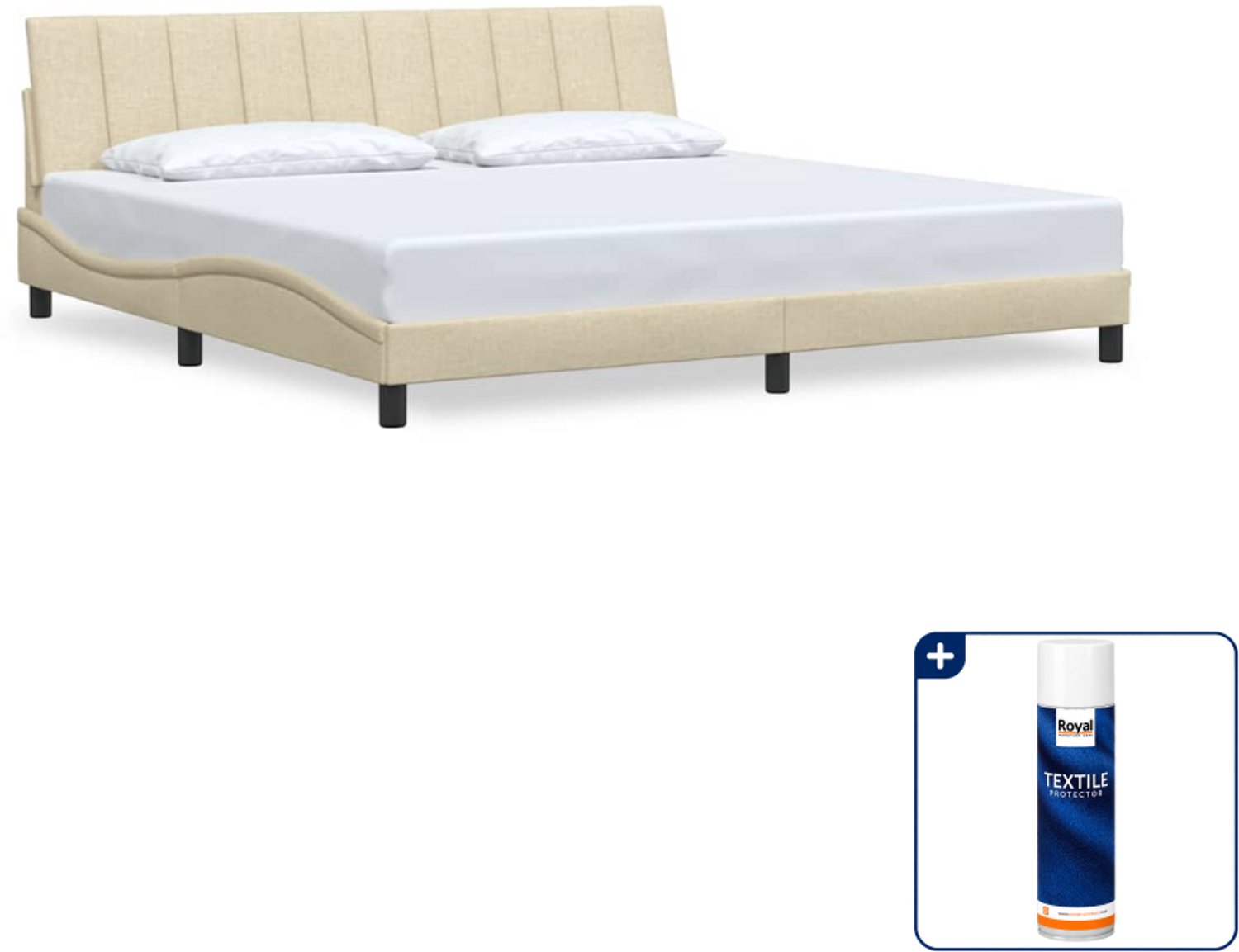 vidaXL Hanko bedframe - 200 x 200 cm - crème - Inclusief textielbeschermer 500 ml Grijs