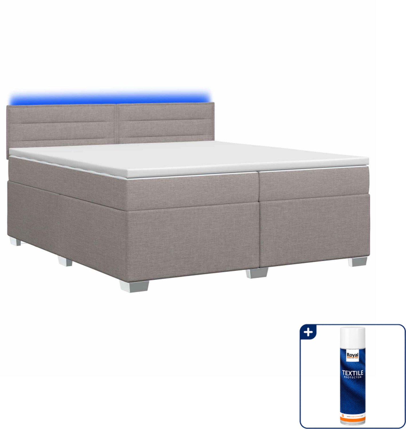 vidaXL boxspring - 200 x 200 cm - taupe - Inclusief textielbeschermer 500 ml