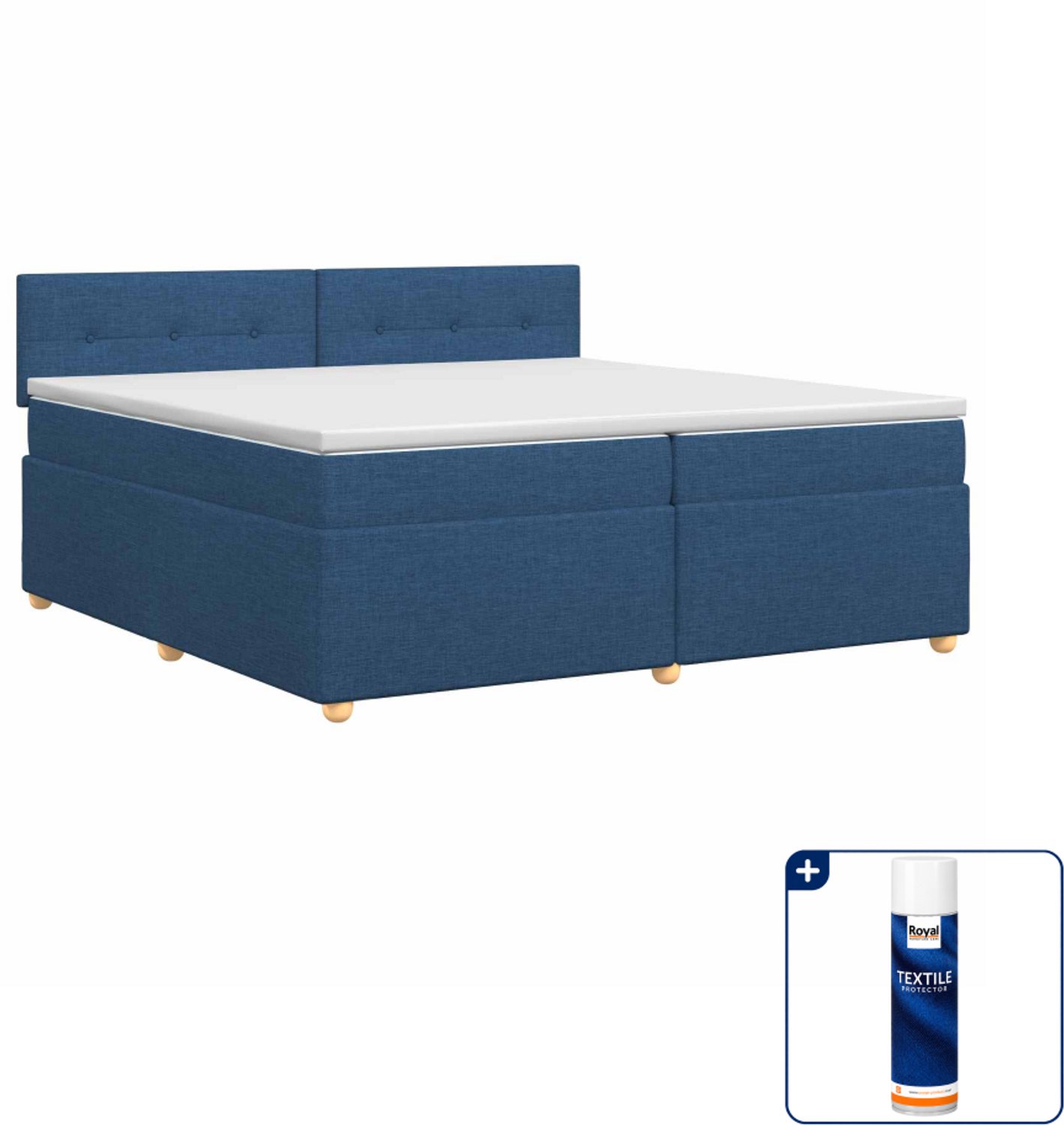 vidaXL boxspringbed - 200 x 200 cm - blauw - Inclusief textielbeschermer 500 ml