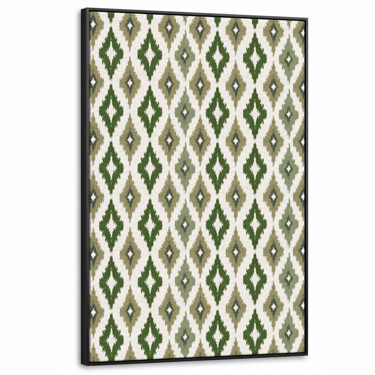 Canvas Schilderij met Baklijst XXL Canvas Schilderij met Baklijst 80x120cm - Geografisch - Ruitmotief - Groen - Muurdecoratie woonkamer - Slaapkamer decoratie - Kamer accessoires - Schilderijen op canvas met lijst groot