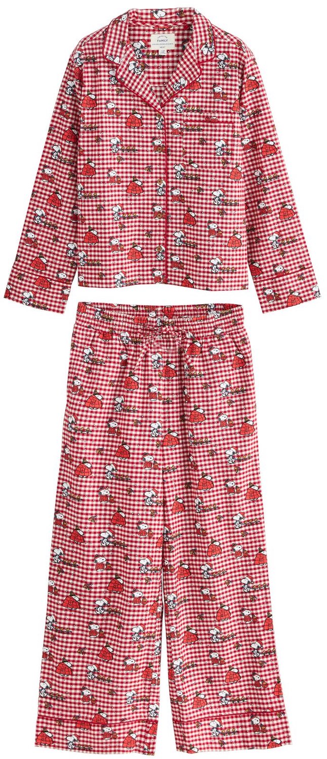 Next Dames - Matching Family Petite kerstpyjama van flanel met knopen - Petite - Rood Red Snoopy