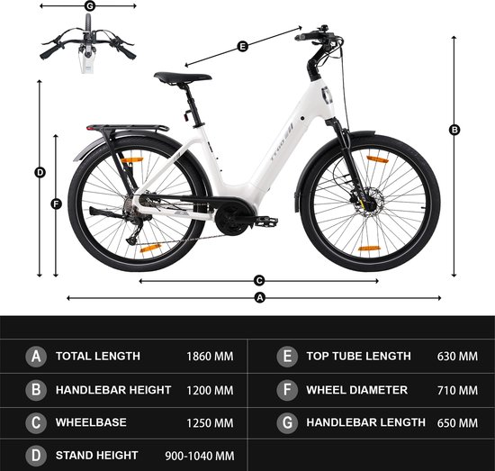 TTGO Z5 E-bike - 25 km/u - 27.5inch - 120km actieradius - 250W motor - 36V18Ah accu - 75NM - Wit — afbeelding 5