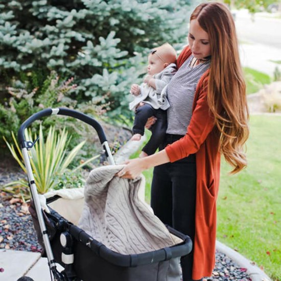 Baby Sleeping Bag fits Infant Newborn,Warm Baby Sleeping Bag,Winter Newborn Knit Wool Swaddling Blanket Kid Sleepsack Footmuff Stroller Knitted Sleep Nest Sack (Light Gray, One Size) — afbeelding 4