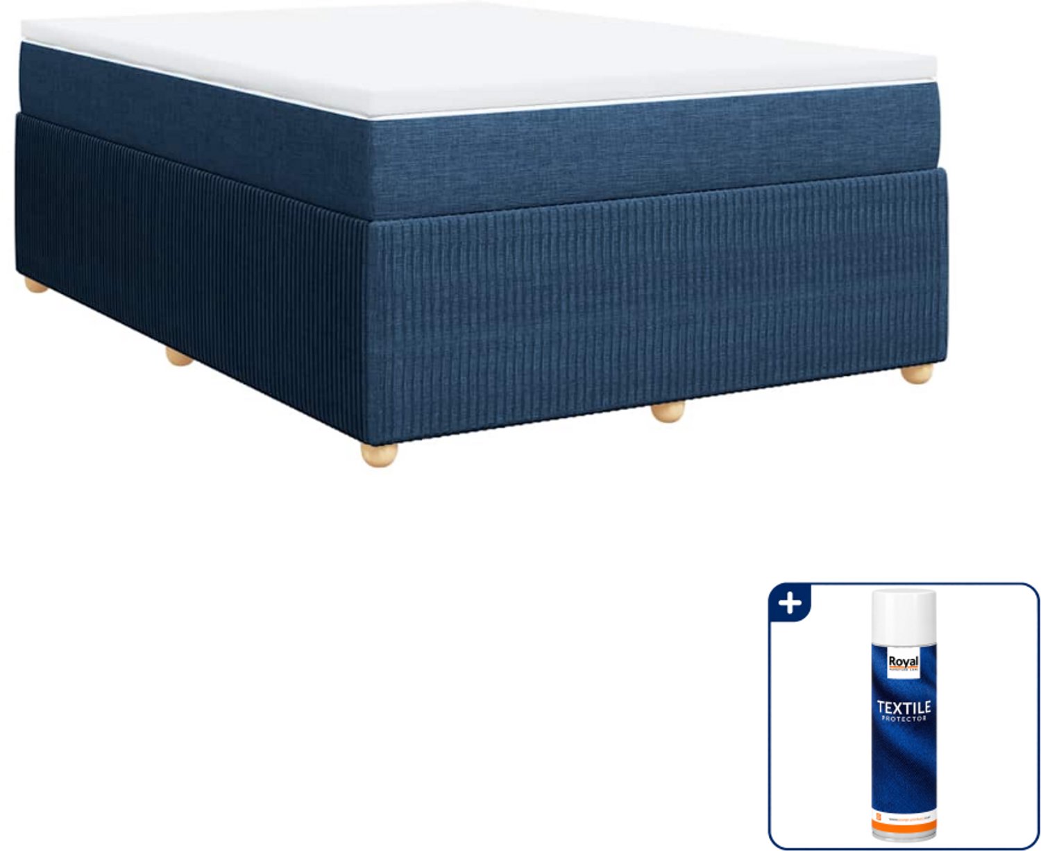vidaXL Boxspring Queensize 160 x 200 cm - blauw - Inclusief textielbeschermer 500 ml