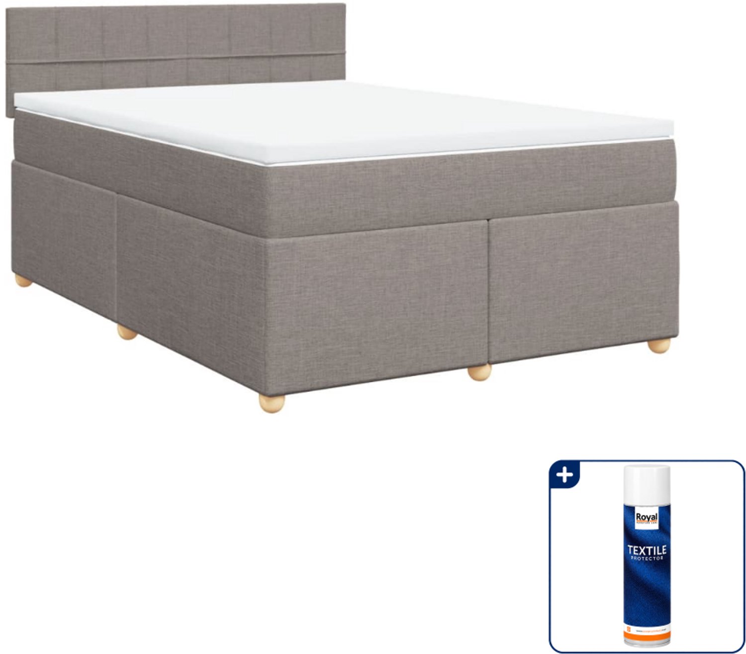 vidaXL Boxspring - Small double - 140 x 200 cm - taupe - Inclusief textielbeschermer 500 ml