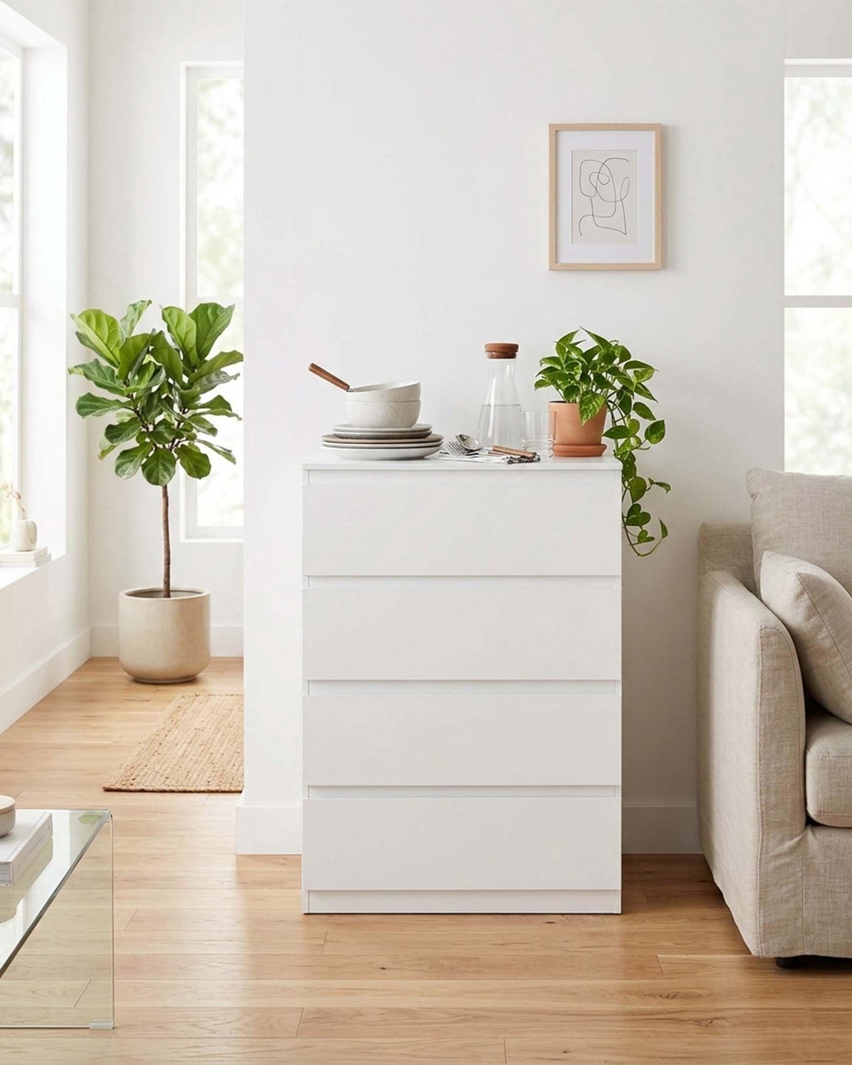 Moderne Commode met 4 Laden voor Slaapkamer en Kantoor
