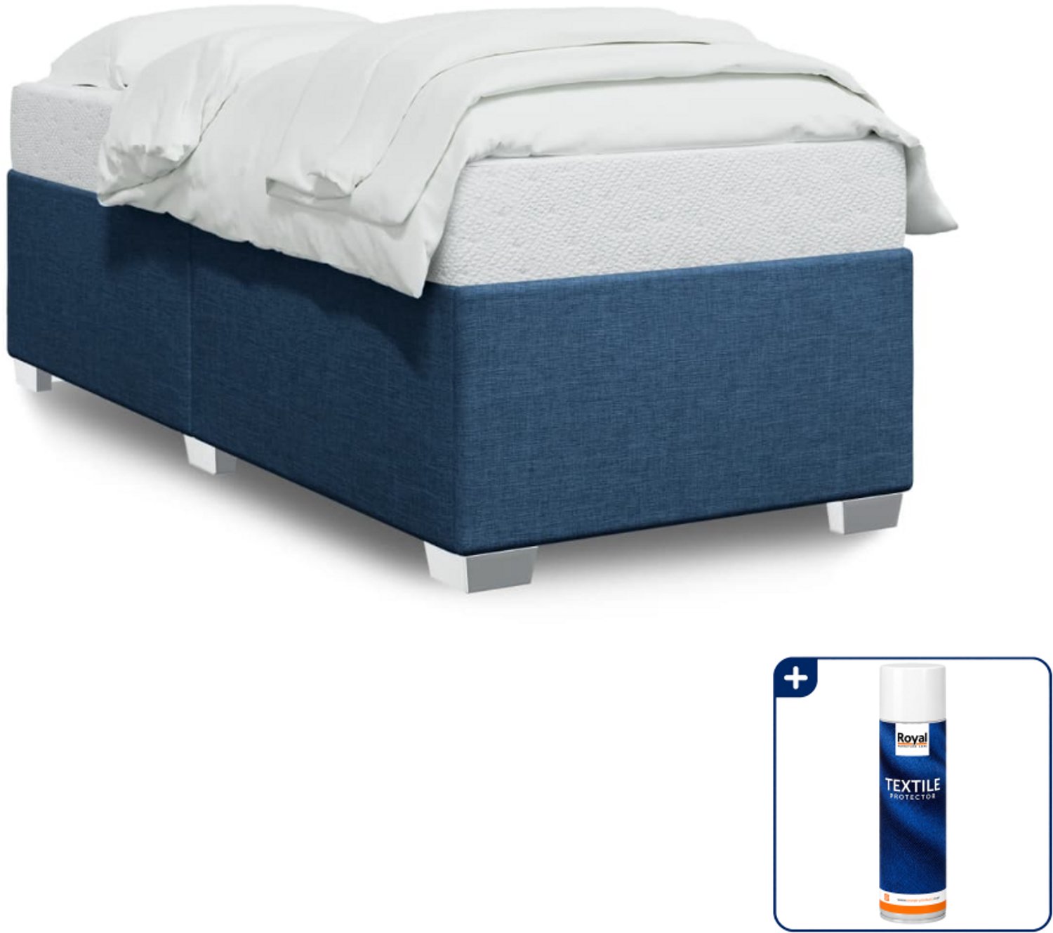 vidaXL Bedframe - 100 x 200 cm - stof - blauw - Inclusief textielbeschermer 500 ml Grijs