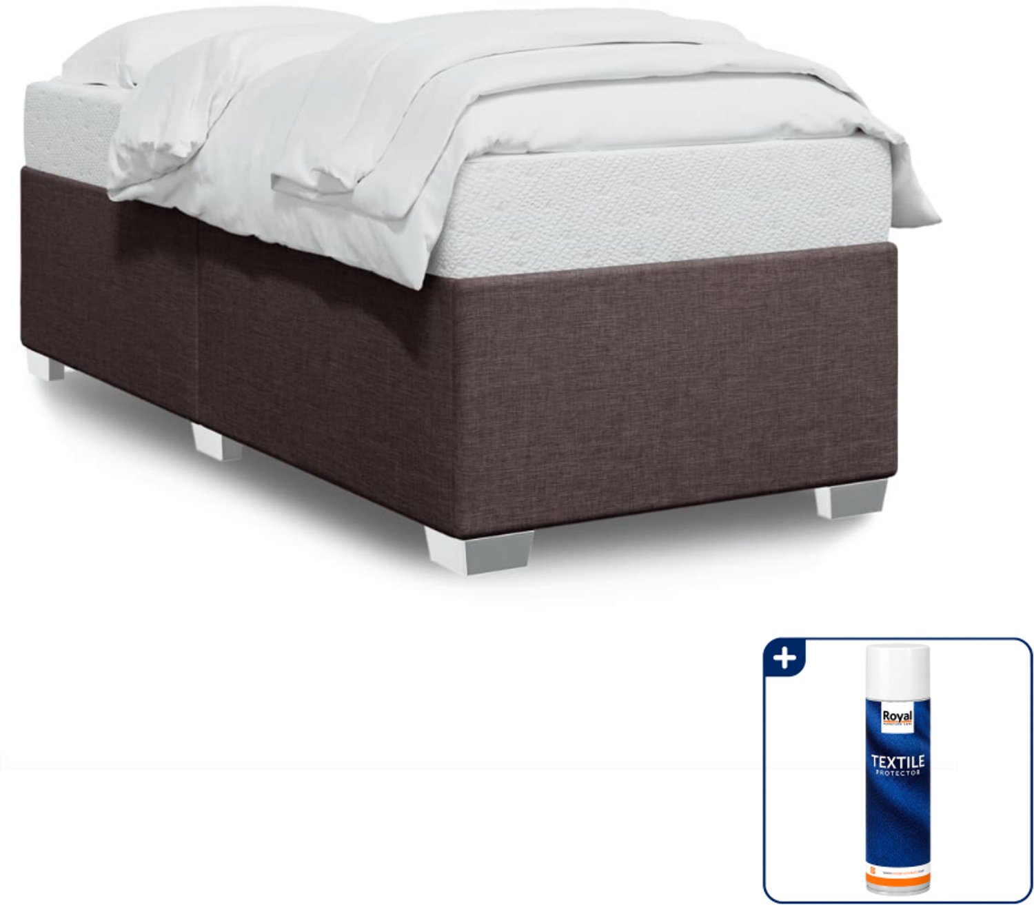 vidaXL Bedframe - 90 x 190 cm - stof - donkerbruin - Inclusief textielbeschermer 500 ml Groen