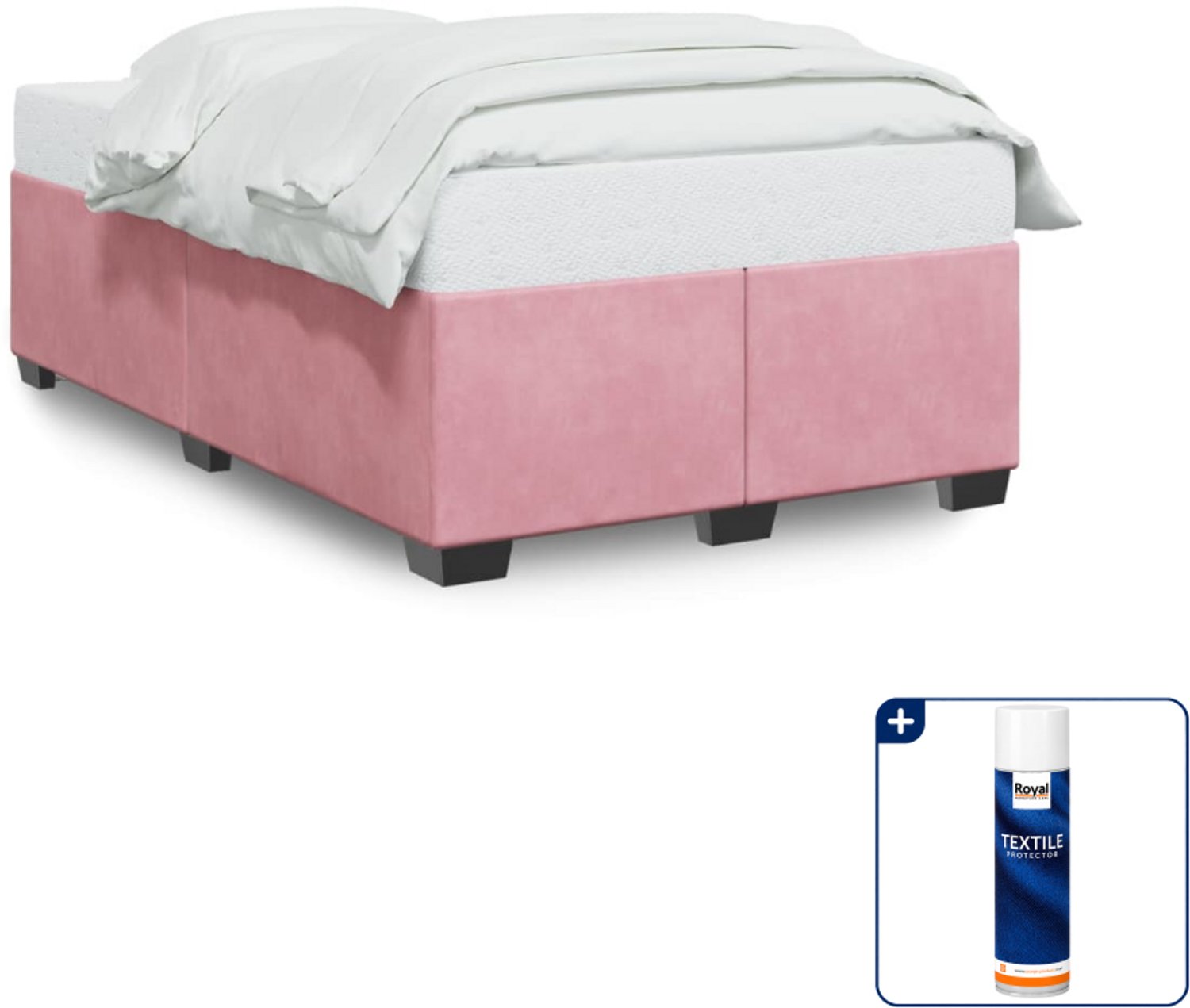vidaXL bedframe - 120 x 200 cm - fluweel - roze - Inclusief textielbeschermer 500 ml Zwart