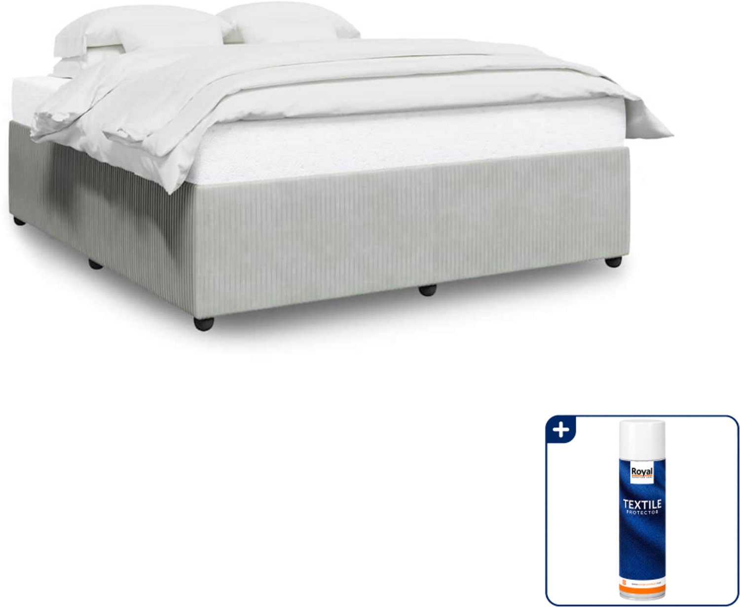 vidaXL Kingsize bedframe - 180 x 200 cm - fluweel - lichtgrijs - Inclusief textielbeschermer 500 ml