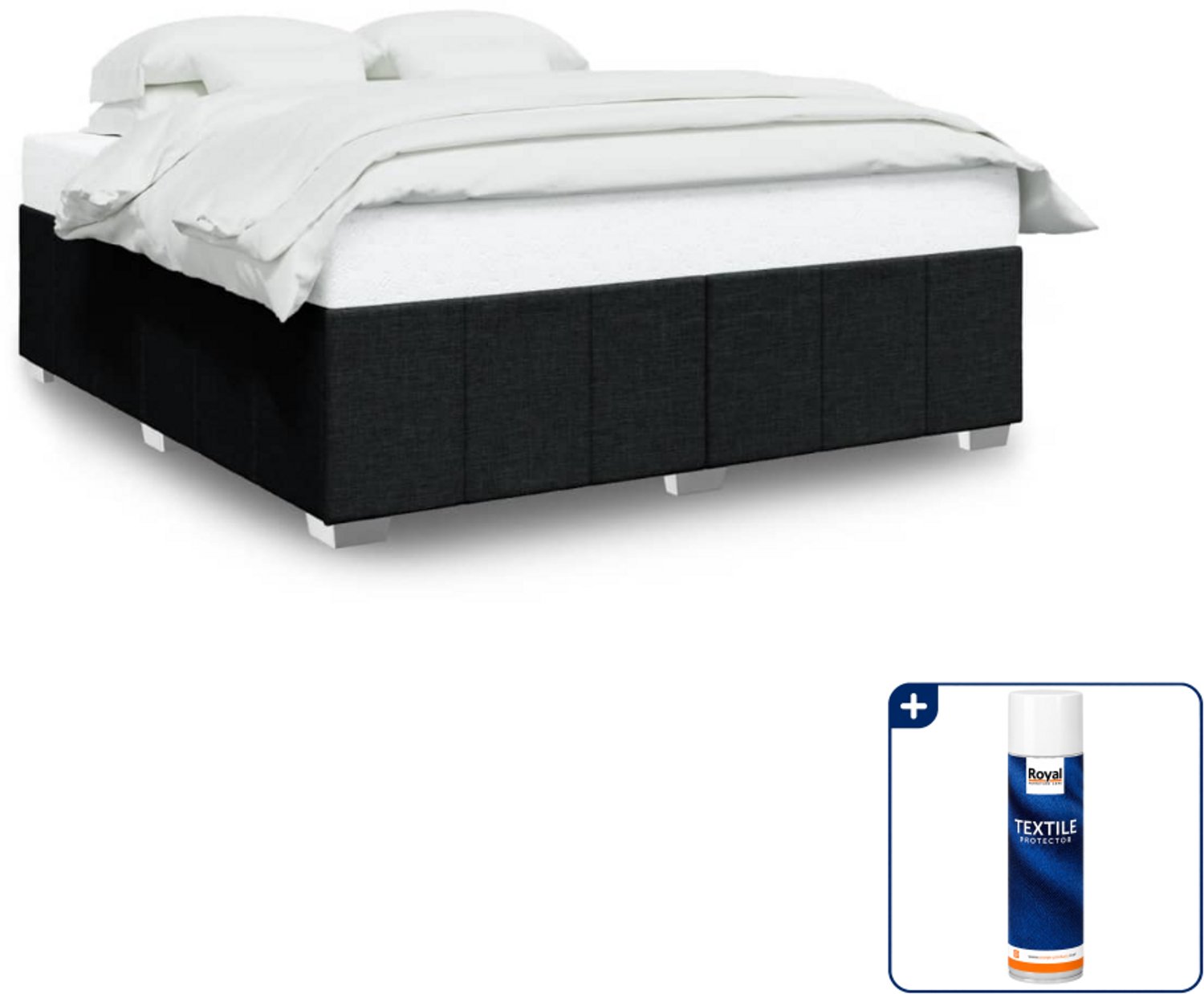 vidaXL bedframe - 200 x 200 cm - zwart - Inclusief textielbeschermer 500 ml