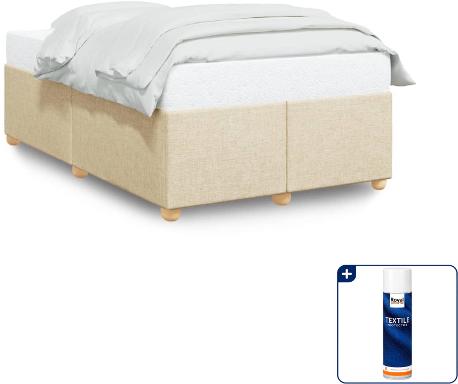 vidaXL Bedframe - 120 x 200 cm - stof - crème - Inclusief textielbeschermer 500 ml Groen