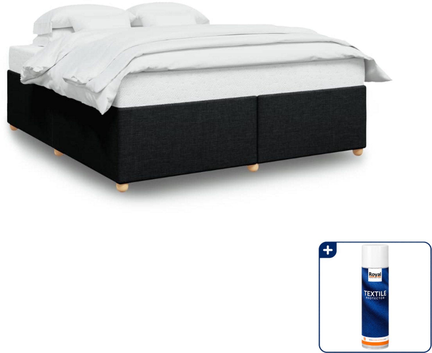 vidaXL bedframe - Kingsize - 180 x 200 cm - zwart - Inclusief textielbeschermer 500 ml Roze