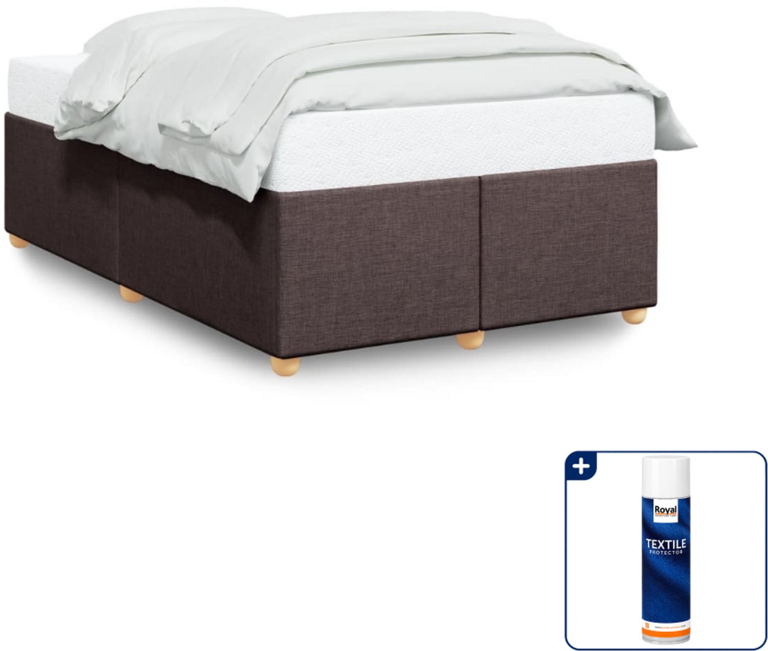 vidaXL bedframe - 120 x 190 cm - stof - donkerbruin - Inclusief textielbeschermer 500 ml Blauw