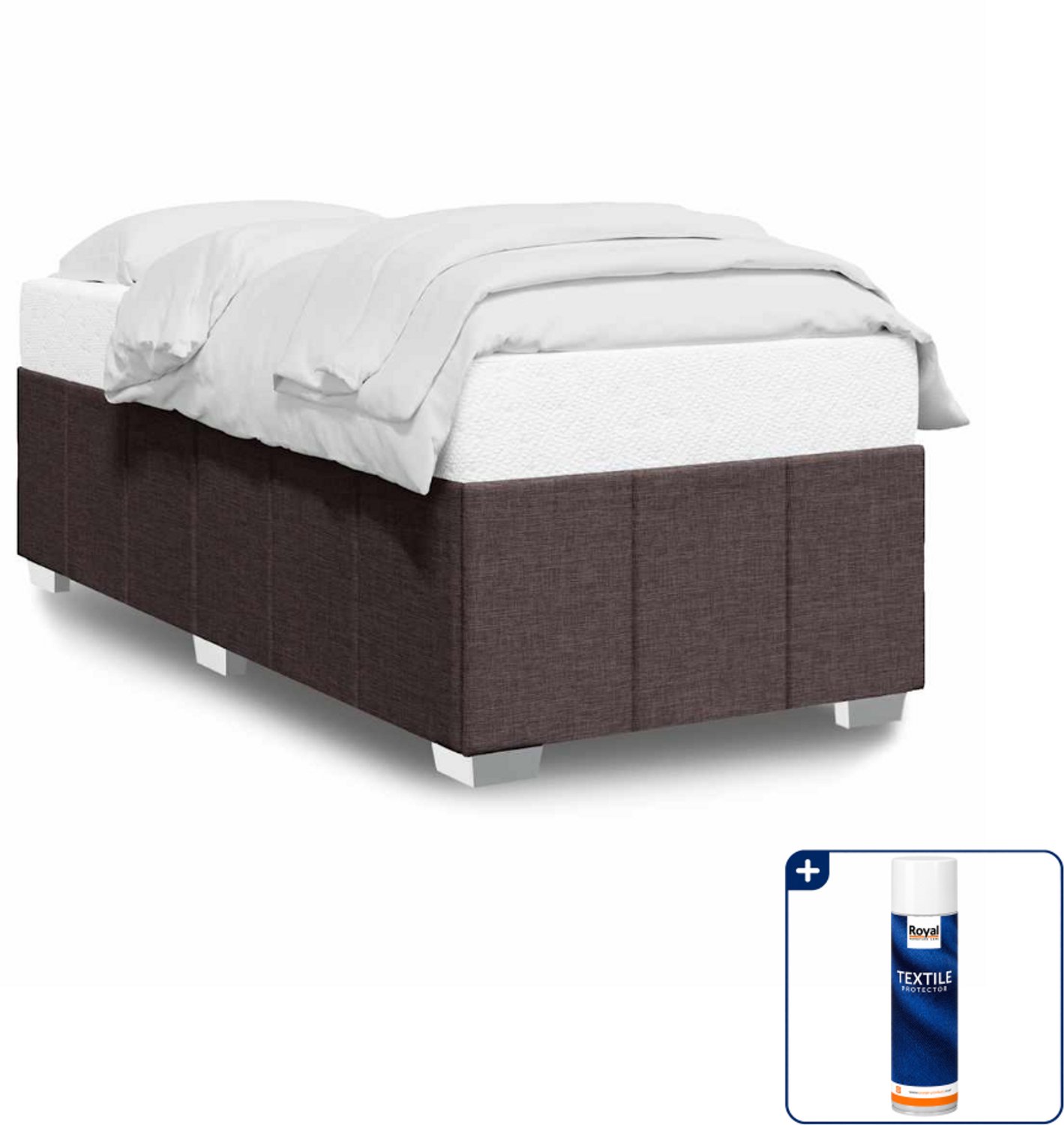 vidaXL bedframe - 100 x 200 cm - stof - donkerbruin - Inclusief textielbeschermer 500 ml Groen